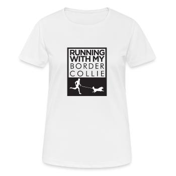Border Collie Hunderasse Laufshirt - Frauen T-Shirt atmungsaktiv - Weiß - Vorne - AI Model Female 172 dark (172cm)