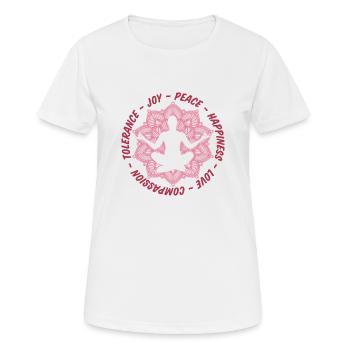 Paix, amour, tolérance, relaxation, méditation - T-shirt respirant Femme - blanc - Devant - AI Model Female 172 dark (172cm)