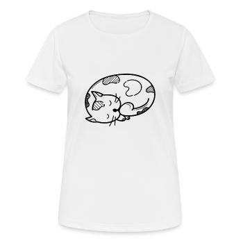 Chat chat dame chaton Kitty Kitty miaou - T-shirt respirant Femme - blanc - Devant - AI Model Female 172 dark (172cm)