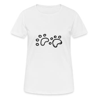 Pfoten Abdruck Symbol Katze Kätzchen Mieze - Frauen T-Shirt atmungsaktiv - Weiß - Vorne - AI Model Female 172 dark (172cm)