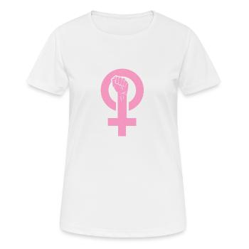 Féminisme Poing - T-shirt respirant Femme - blanc - Devant - AI Model Female 172 dark (172cm)