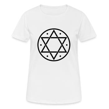 Salomos Siegel, Israel Stern, Davidstern Hexagramm - Frauen T-Shirt atmungsaktiv - Weiß - Vorne - AI Model Female 172 dark (172cm)