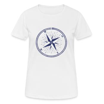 Windrose Maritim - Frauen T-Shirt atmungsaktiv - Weiß - Vorne - AI Model Female 172 dark (172cm)