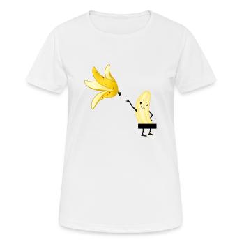 Banane nackt lustig Striptease - Frauen T-Shirt atmungsaktiv - Weiß - Vorne - AI Model Female 172 dark (172cm)
