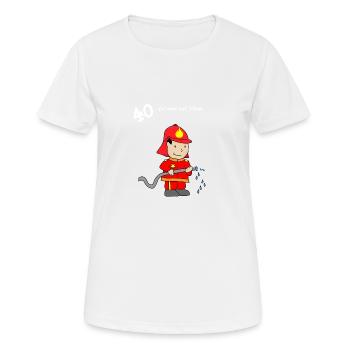 40ème anniversaire avec pompier mignon - T-shirt respirant Femme - blanc - Devant - AI Model Female 172 dark (172cm)