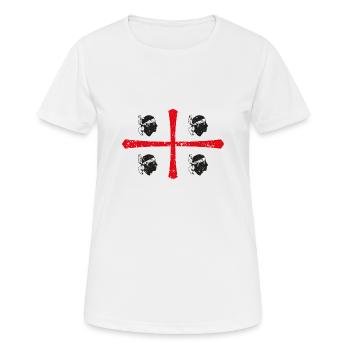 Croix drapeau sarde - T-shirt respirant Femme - blanc - Devant - AI Model Female 172 dark (172cm)