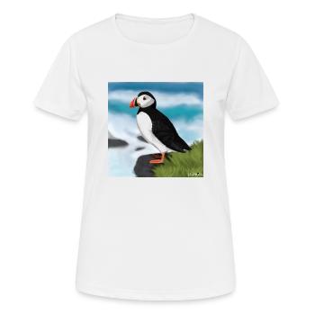 Illustration de conception d'oiseau macareux moine peint - T-shirt respirant Femme - blanc - Devant - AI Model Female 172 dark (172cm)