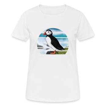 Illustration de conception d'oiseau macareux moine peint - T-shirt respirant Femme - blanc - Devant - AI Model Female 172 dark (172cm)