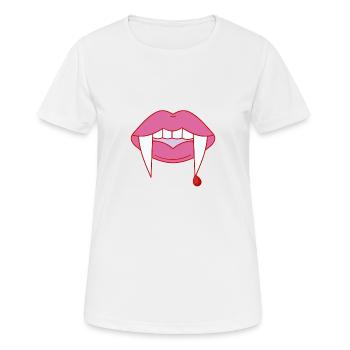 Vampire girl avec rouge à lèvres lèvres sanglantes - T-shirt respirant Femme - blanc - Devant - AI Model Female 172 dark (172cm)