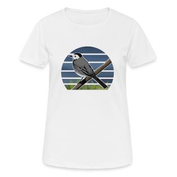 Illustration de conception d'oiseau bergeronnette peinte - T-shirt respirant Femme - blanc - Devant - AI Model Female 172 dark (172cm)