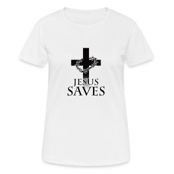 jesus saves jesus saves - Women's Breathable T-Shirt - white - Front - AI Model Female 172 dark (172cm)