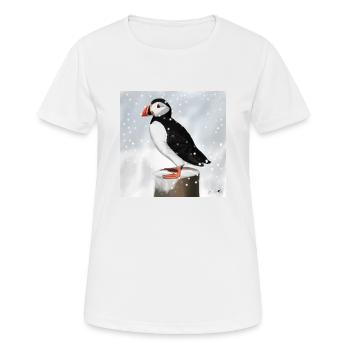 Macareux peint dans la conception d'oiseaux de neige - T-shirt respirant Femme - blanc - Devant - AI Model Female 172 dark (172cm)