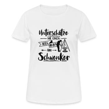 Saarlaender grillen schwenker Mann - Frauen T-Shirt atmungsaktiv - Weiß - Vorne - AI Model Female 172 dark (172cm)