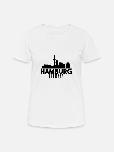 Hamburg Skyline - Frauen T-Shirt atmungsaktiv - Weiß