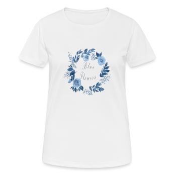 BLAUE BLUMEN - Frauen T-Shirt atmungsaktiv - Weiß - Vorne - AI Model Female 172 dark (172cm)