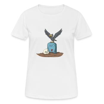 Krähe auf Grabstein mit Schädel - Frauen T-Shirt atmungsaktiv - Weiß - Vorne - AI Model Female 172 dark (172cm)