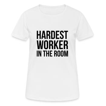 Travailleur le plus dur dans le cadeau de la chambre - T-shirt respirant Femme - blanc - Devant - AI Model Female 172 dark (172cm)