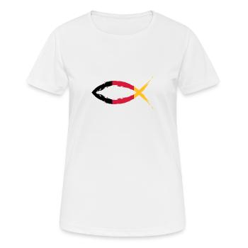 Fisch Symbol Christentum Deutschlandfahne - Frauen T-Shirt atmungsaktiv - Weiß - Vorne - AI Model Female 172 dark (172cm)