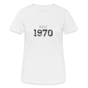 Vintage des années 1970 - T-shirt respirant Femme - blanc - Devant - AI Model Female 172 dark (172cm)
