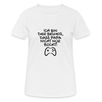 Ich bin der Beweis dass Papa nicht nur zockt - Frauen T-Shirt atmungsaktiv - Weiß - Vorne - AI Model Female 172 dark (172cm)
