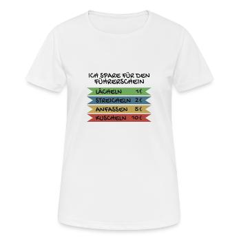 Ich spare für den Führerschein - Frauen T-Shirt atmungsaktiv - Weiß - Vorne - AI Model Female 172 dark (172cm)