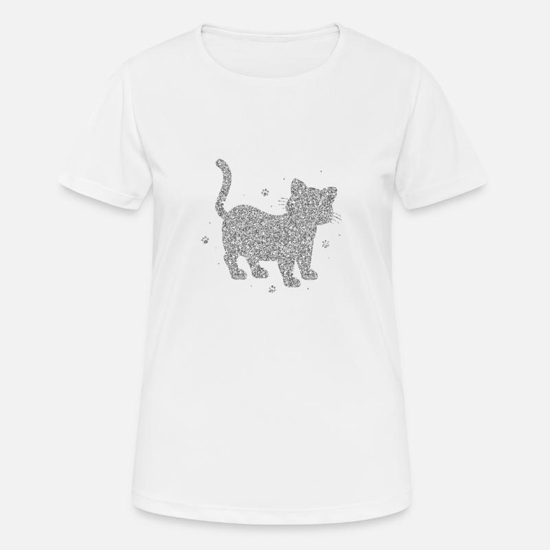 Glitter silver cat sparkle bright cute cute - Women's Breathable T-Shirt - white