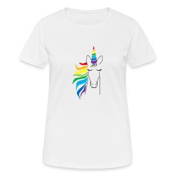 Unicorn unicorn face, eyes closed - Women's Breathable T-Shirt - white - Front - AI Model Female 172 dark (172cm)