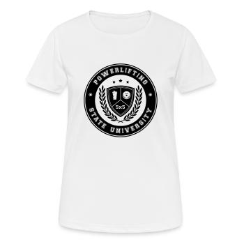 Powerlifting State University - Frauen T-Shirt atmungsaktiv - Weiß - Vorne - AI Model Female 172 dark (172cm)