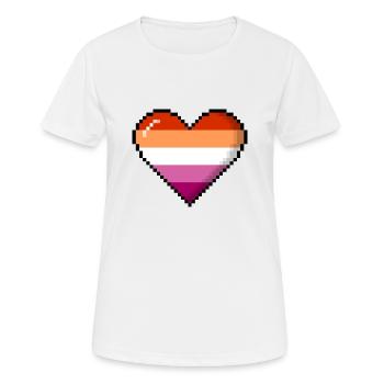 Lesbenstolz 8Bit Pixel Herz - Frauen T-Shirt atmungsaktiv - Weiß - Vorne - AI Model Female 172 dark (172cm)