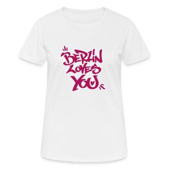 Berlin vous aime - Amour et paix - Chemise - T-shirt respirant Femme - blanc - Devant - AI Model Female 172 dark (172cm)