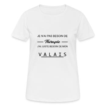 Je n'ai pas besoin de thérapie VALAIS - T-shirt respirant Femme - blanc - Devant - AI Model Female 172 dark (172cm)