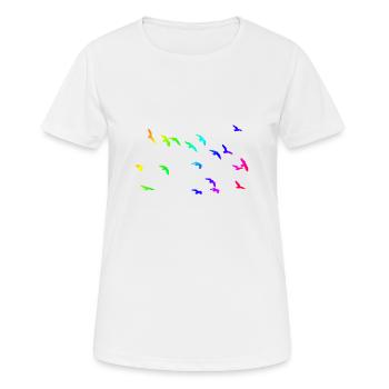 Vogelschwarm - Frauen T-Shirt atmungsaktiv - Weiß - Vorne - AI Model Female 172 dark (172cm)