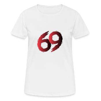 69 Symbol Zahl Neunundsechzig - Frauen T-Shirt atmungsaktiv - Weiß - Vorne - AI Model Female 172 dark (172cm)
