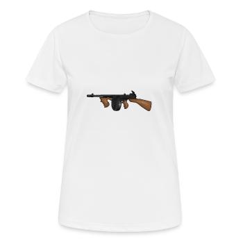 Tommy Gun / Thompson Sub Machine Gun - Frauen T-Shirt atmungsaktiv - Weiß - Vorne - AI Model Female 172 dark (172cm)