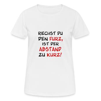 Riechst du den Furz ist der Abstand zu kurz - Frauen T-Shirt atmungsaktiv - Weiß - Vorne - AI Model Female 172 dark (172cm)