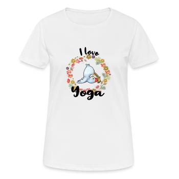 I love yoga chickens chicks farmer farmer chicken - Women's Breathable T-Shirt - white - Front - AI Model Female 172 dark (172cm)