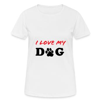 J'aime mon chien chien amour chien amour chien cadeau - T-shirt respirant Femme - blanc - Devant - AI Model Female 172 dark (172cm)