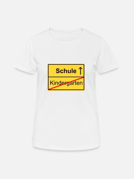 Ortsschild Kindergarten Schule Schild Schulanfang - Frauen T-Shirt atmungsaktiv - Weiß