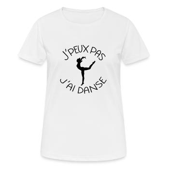 J'peux pas j'ai danse classique contemporaine mod - T-shirt respirant Femme - blanc - Devant - AI Model Female 172 dark (172cm)
