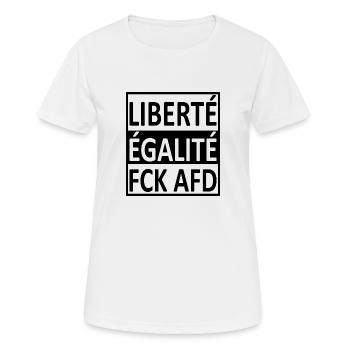 Liberte egalite FCK afd politics gift flag - Women's Breathable T-Shirt - white - Front - AI Model Female 172 dark (172cm)