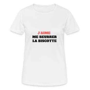 "Me beurrer la biscotte" - T-shirt respirant Femme - blanc - Devant - AI Model Female 172 dark (172cm)