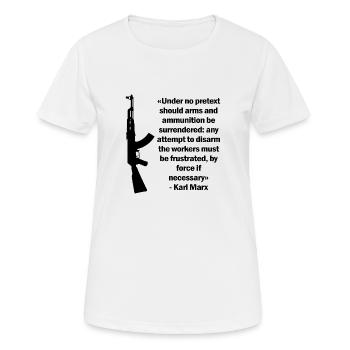 AK-47 Sort fusil d’assaut arme cadeau - T-shirt respirant Femme - blanc - Devant - AI Model Female 172 dark (172cm)