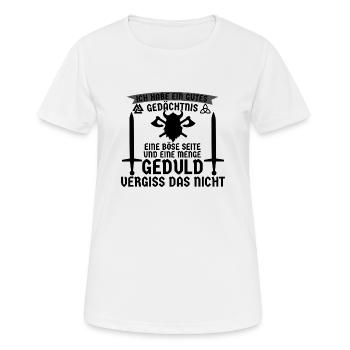 Ich habe ein gutes Gedächtnis und eine böse seite - Frauen T-Shirt atmungsaktiv - Weiß - Vorne - AI Model Female 172 dark (172cm)
