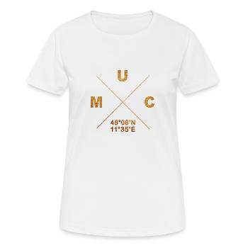 Munich MUC coordonne le cadeau à la maison Bavière - T-shirt respirant Femme - blanc - Devant - AI Model Female 172 dark (172cm)