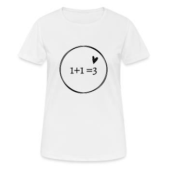 Schwangerschaftst-shirt 1 + 1 = 3 - zukünftige Mutter - Frauen T-Shirt atmungsaktiv - Weiß - Vorne - AI Model Female 172 dark (172cm)