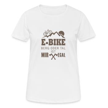 Vélo électrique de montagne ou de vallée je m'en fiche vélo cadeau - T-shirt respirant Femme - blanc - Devant - AI Model Female 172 dark (172cm)