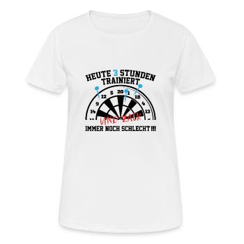 Trainiert Geschenk Spruch Darts Wurfspieß - Frauen T-Shirt atmungsaktiv - Weiß - Vorne - AI Model Female 172 dark (172cm)