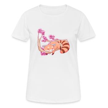 Vintage Red Panda japanische Kirschblütenblume - Frauen T-Shirt atmungsaktiv - Weiß - Vorne - AI Model Female 172 dark (172cm)