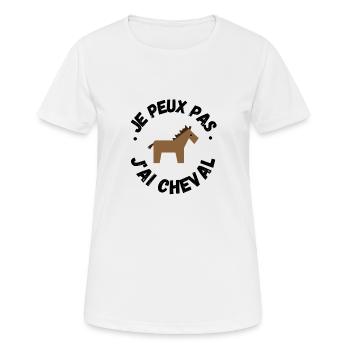 je peux pas j ai cheval animal équitation - T-shirt respirant Femme - blanc - Devant - AI Model Female 172 dark (172cm)