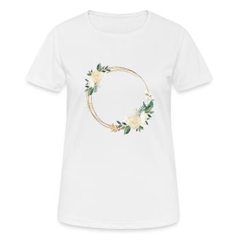Couronne de fleurs Roses blanches personnalisables - T-shirt respirant Femme - blanc - Devant - AI Model Female 172 dark (172cm)